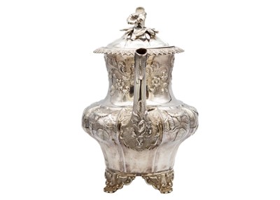 Lot 225 - A good William IV silver Rococo-style hot water pot by J E Terrey & Co.