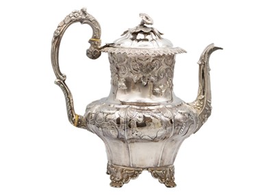 Lot 225 - A good William IV silver Rococo-style hot water pot by J E Terrey & Co.