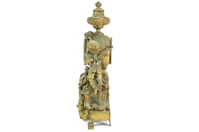 Lot 376 - A French ormolu clock garniture.