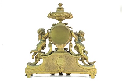 Lot 376 - A French ormolu clock garniture.