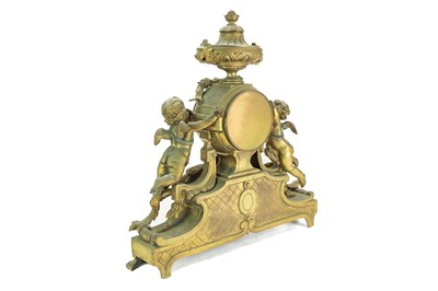 Lot 376 - A French ormolu clock garniture.