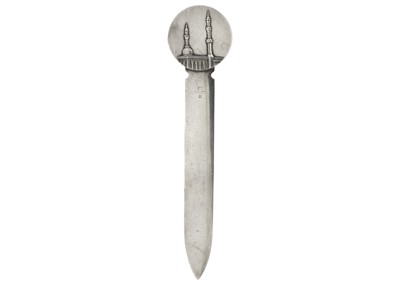 Lot 228 - A French silver-plated letter opener with Saudi Arabia emblem by Christofle.