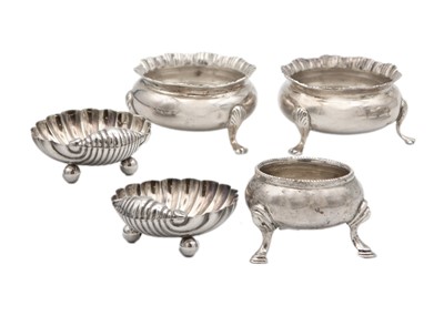 Lot 223 - A selection of five open salt dishes.