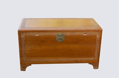 Lot 130 - A Chinese camphor wood chest, height 55cm,...