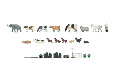 Lot 330 - John Hill & Co painted lead farm animals and farm accessories.