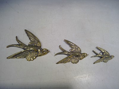 Lot 20 - Vintage Brass, Wall Hanging Swifts. The Larger...