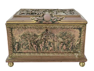 Lot 17 - A French electrotype type gilt metal casket.