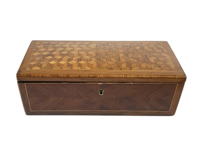 Lot 67 - A kingwood, rosewood, boxwood and mahogany glove-box, c.1850