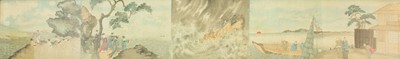 Lot 637 - A series of five Japanese watercolours on silk.