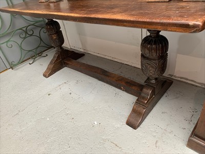 Lot 3428 - A Jacobean style oak refectory table and a set...