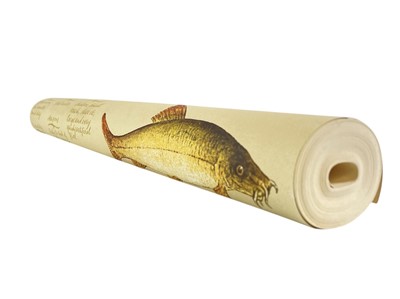 Lot 87 - Eight rolls of Lewis & Wood 'European Fish' ('European Freshwater Fishes') wallpaper.