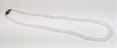 Lot 2564 - A necklace of faceted graduated moonstones