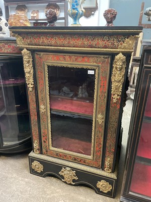 Lot 479 - A pair of 19th century gilt metal mounted boule and ebonised pier or side cabinets.