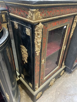 Lot 479 - A pair of 19th century gilt metal mounted boule and ebonised pier or side cabinets.