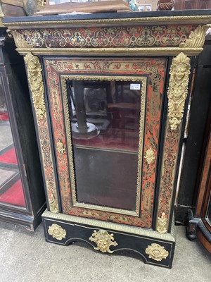 Lot 479 - A pair of 19th century gilt metal mounted boule and ebonised pier or side cabinets.