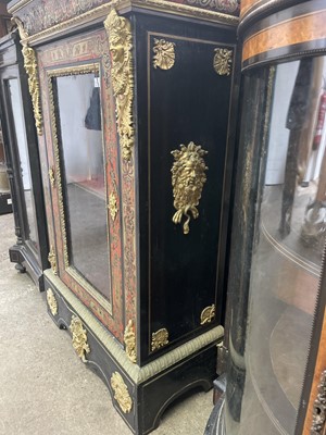 Lot 479 - A pair of 19th century gilt metal mounted boule and ebonised pier or side cabinets.