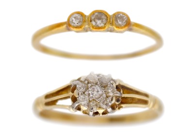 Lot 146 - Two 18k diamond set rings.