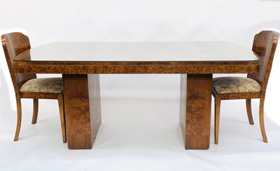 Lot 3032 - A good Art Deco burr walnut dining table and...