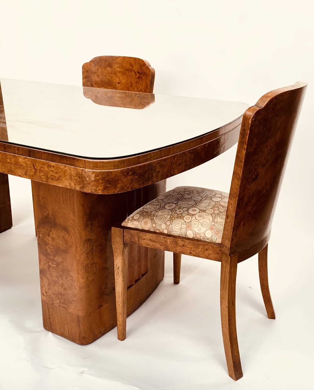 Lot 3032 - A good Art Deco burr walnut dining table and...