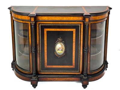 Lot 465 - A Victorian ebonised, amboyna banded, and gilt metal mounted credenza.