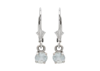 Lot 53 - An 18k white gold aquamarine pendant earrings.