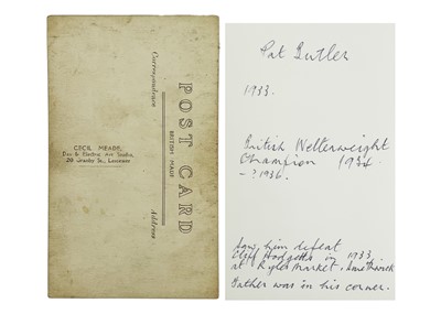 Lot 108 - (Boxing) Pat Butler. British Welterweight Champion 1934-36