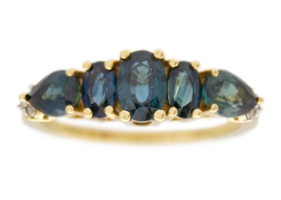 Lot 118 - A 9k gold Australian teal sapphire and diamond ring.