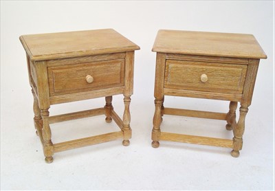 Lot 3487 - A pair of good French limed oak bedside tables...