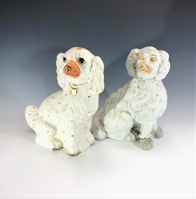 Lot 1039 - A large Victorian Staffordshire spaniel with...