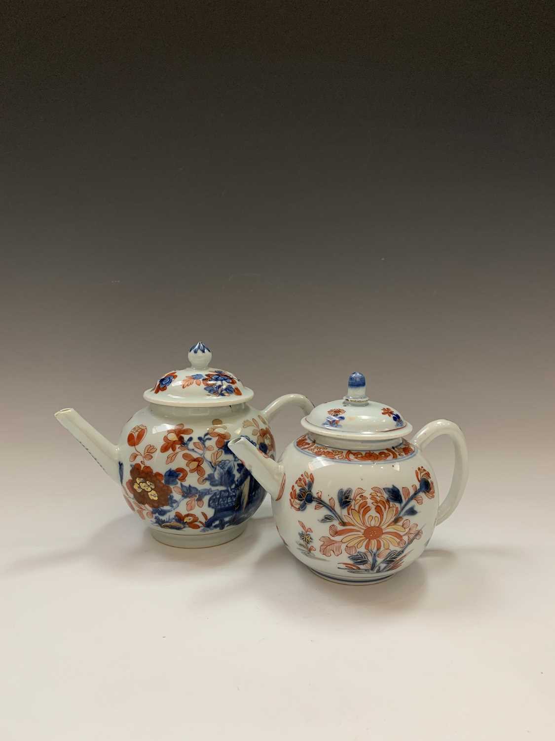 Lot 66 - Two Chinese spherical Imari porcelain teapots,...