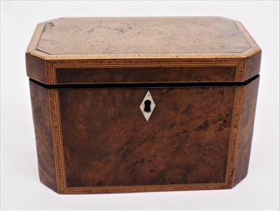Lot 200 - A George III burr elm veneered tea chest, of...