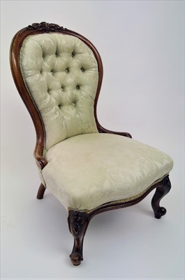 Lot 3464 - A Victorian walnut lady's salon chair, with...