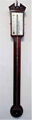 Lot 3321 - A George III mahogany stick barometer, signed...