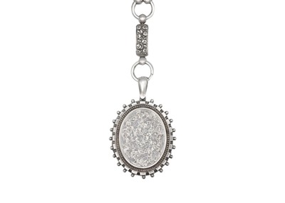 Lot 162 - A Victorian silver oval locket pendant on a choker chain by Michael Joseph Goldsmith.