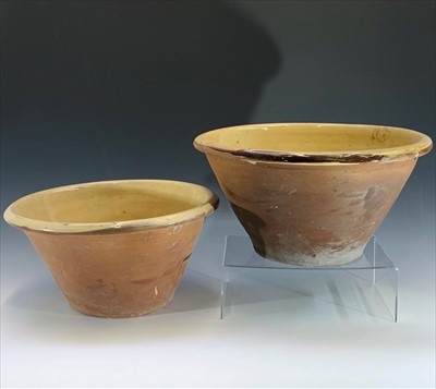 Lot 241 - Two late 19th century earthenware pancheons....