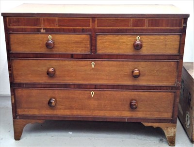 Lot 3423 - A George III oak and mahogany chest of drawers,...