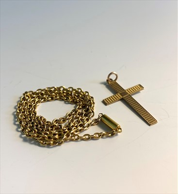 Lot 2589 - A 9ct gold cross 1.1gm and a high purity gold...