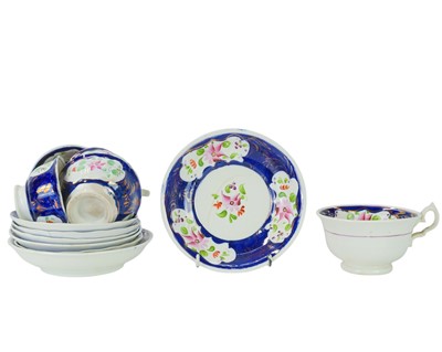 Lot 247 - A 19th century Gaudy Welsh tea set.