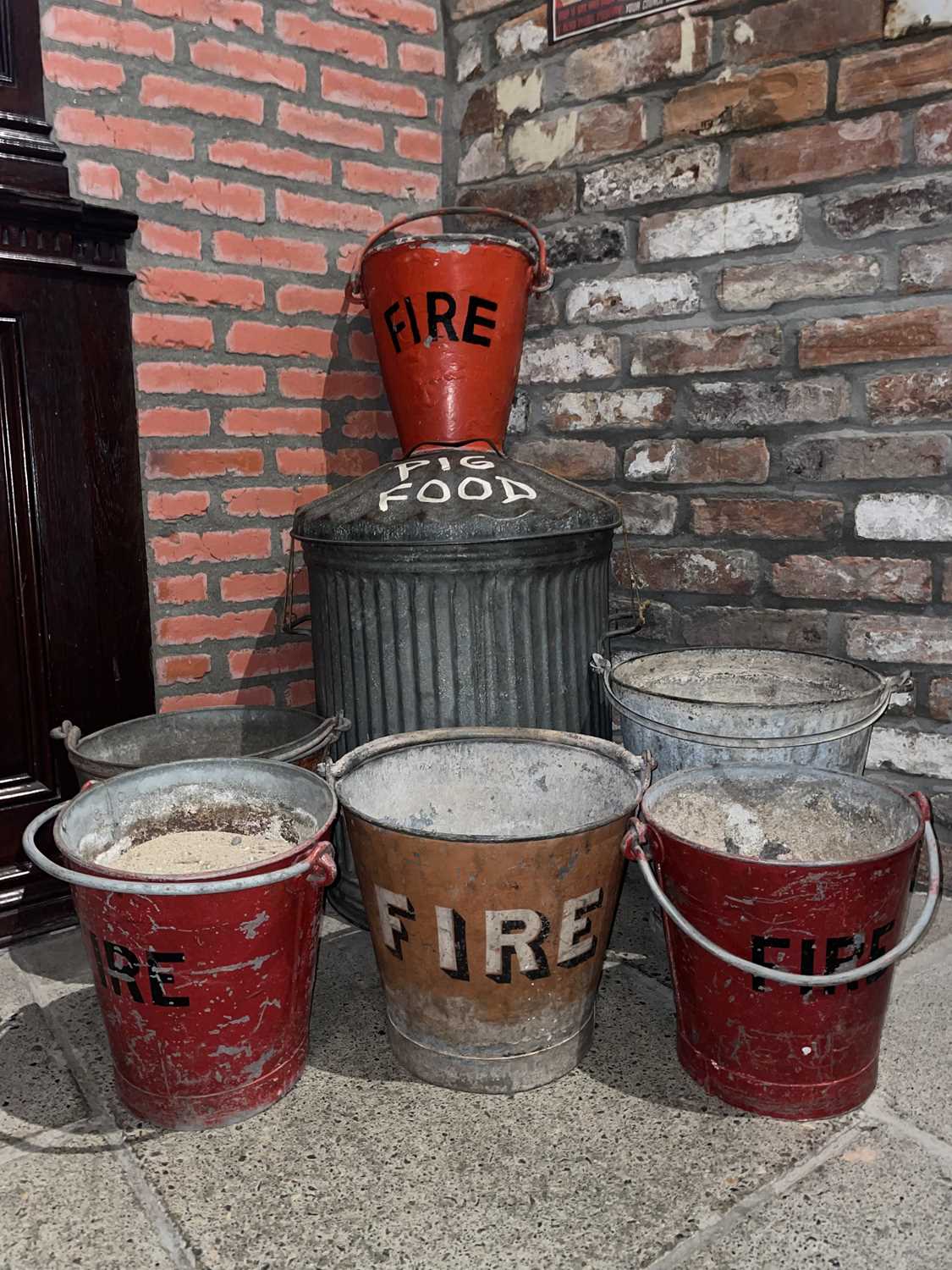 Lot 889 - Painted Steel Fire Buckets