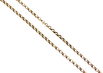 Lot 201 - A 9k gold belcher link 19" neck chain.