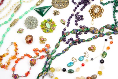 Lot 297 - A selection of bead necklaces and pendants.