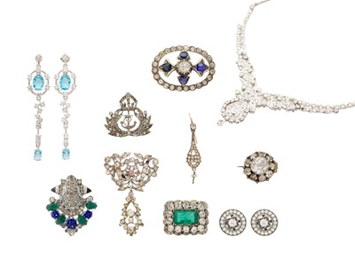 Lot 221 - A collection of CZ and gem set dress pieces.