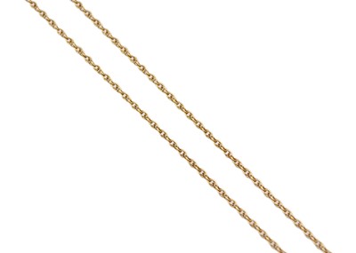 Lot 238 - A 9k yellow gold scroll chain.