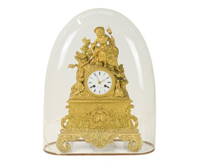 Lot 394 - A French ormolou mantel clock by F L Hausburg, Paris.