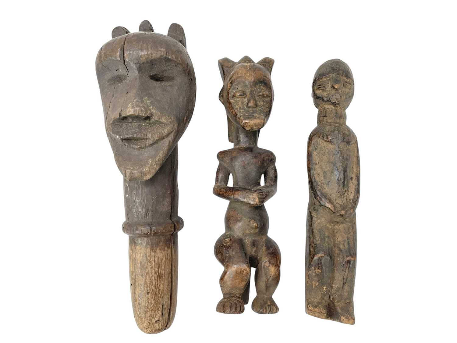 Lot 90 - Two African tribal wood carvings of figures.