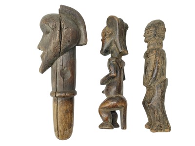 Lot 90 - Two African tribal wood carvings of figures.