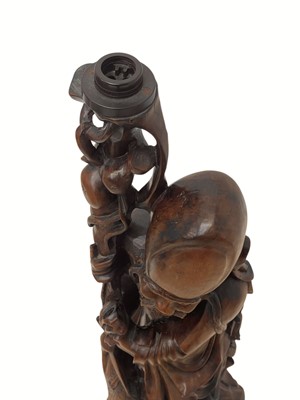 Lot 720 - A large Chinese hardwood figure of Shou Lao.