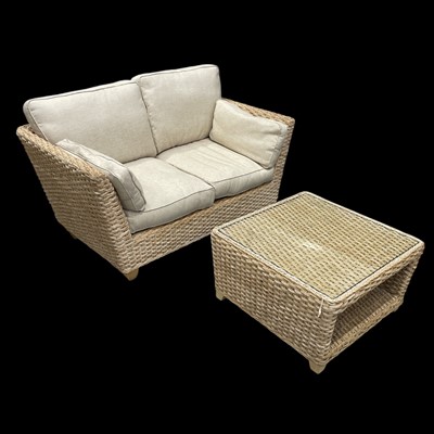 Lot 7 - A Rattan Florence Settee 150 x 90cm with...