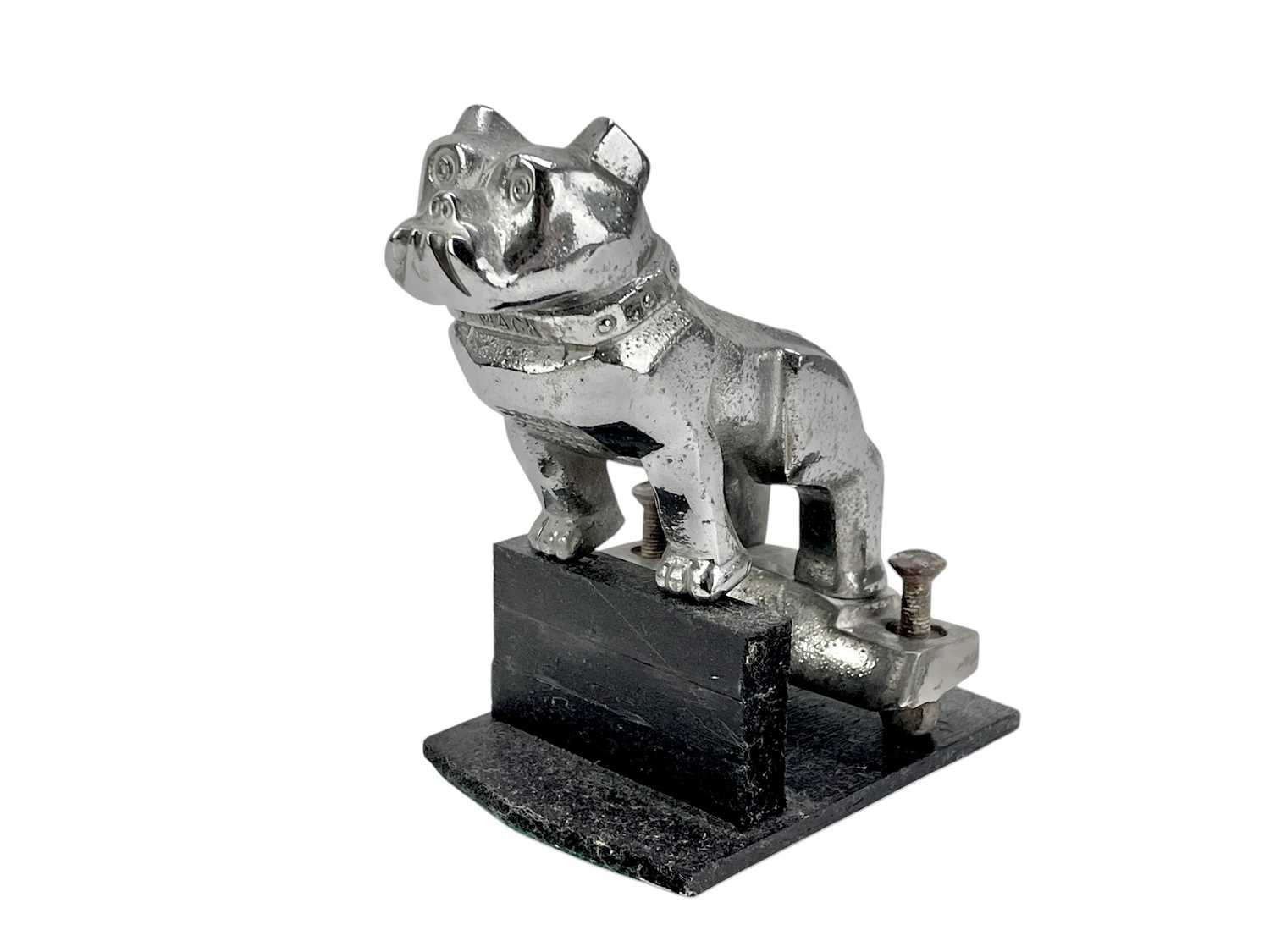 Lot 175 - A chrome plated cast metal Mack truck mascot.