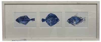 Lot 75 - A triptych of fish, The Real Fish Rubbing...